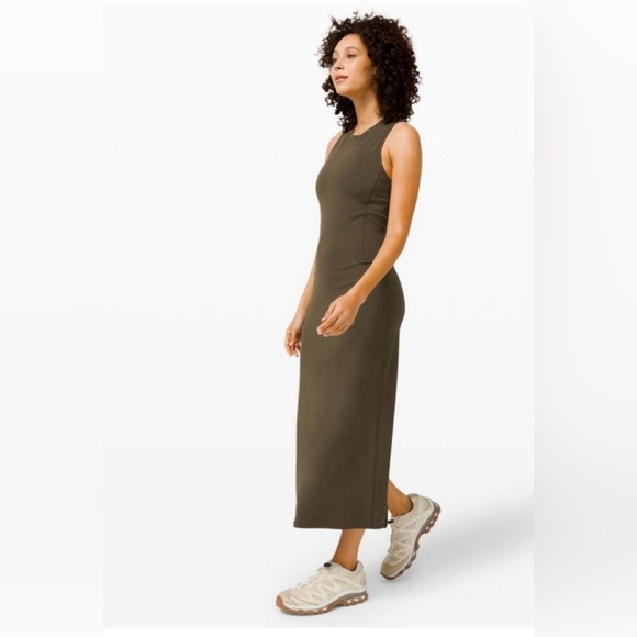 lululemon athletica Dresses & Skirts - Lululemon All Aligned Midi Stretch Dress dark olive size 10